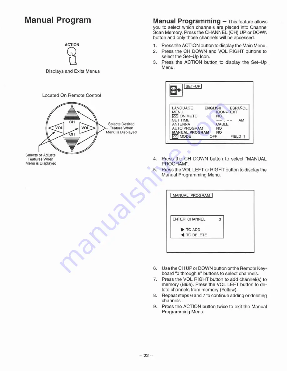 Panasonic Color Television Operating Instructions Manual Download Page 22