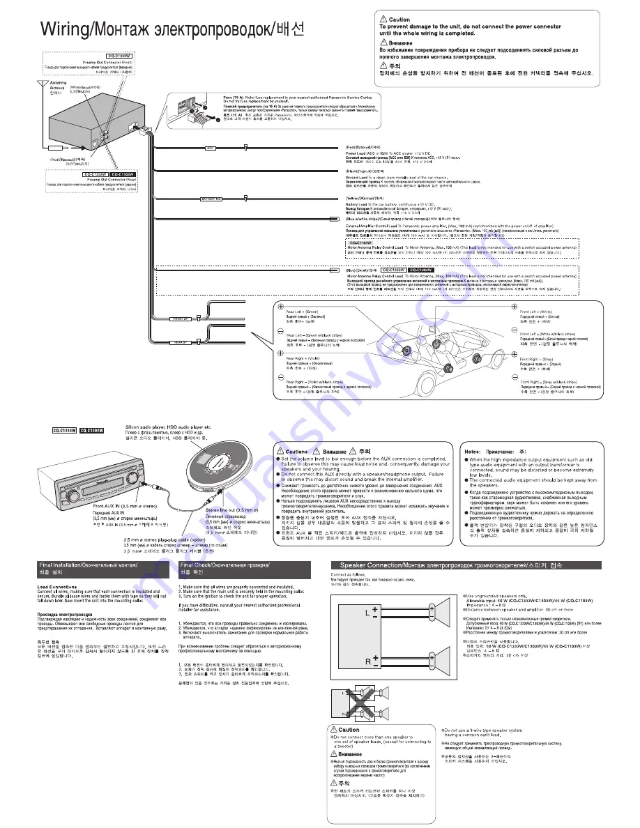 Panasonic CQ-C1333C Скачать руководство пользователя страница 2