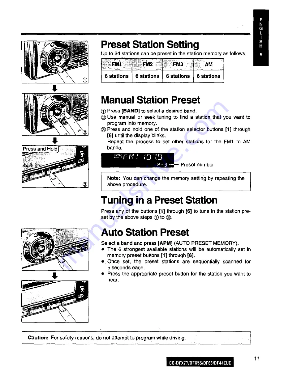 Panasonic CQ-DF66 Operating Operating Instructions Manual Download Page 11