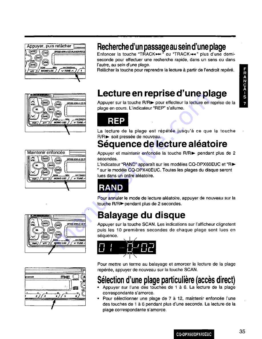 Panasonic CQ-DPX60 Operating Instructions Manual Download Page 35