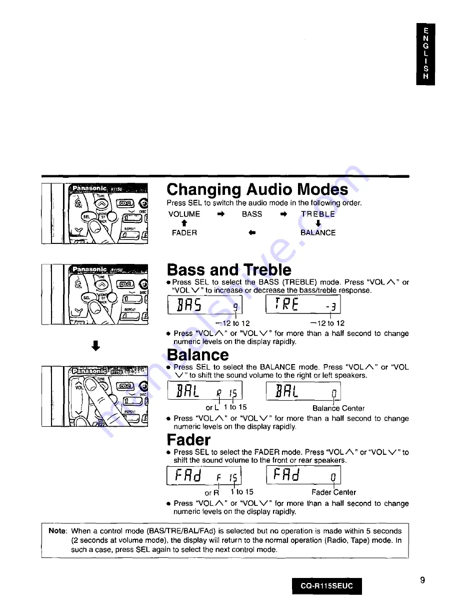 Panasonic CQ-R115U Operating Operating Manual Download Page 9