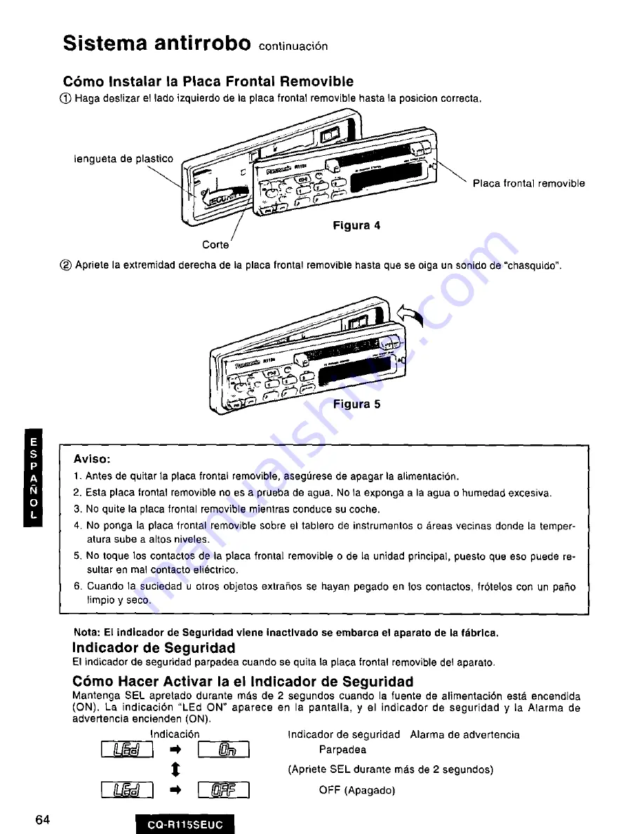 Panasonic CQ-R115U Operating Скачать руководство пользователя страница 64