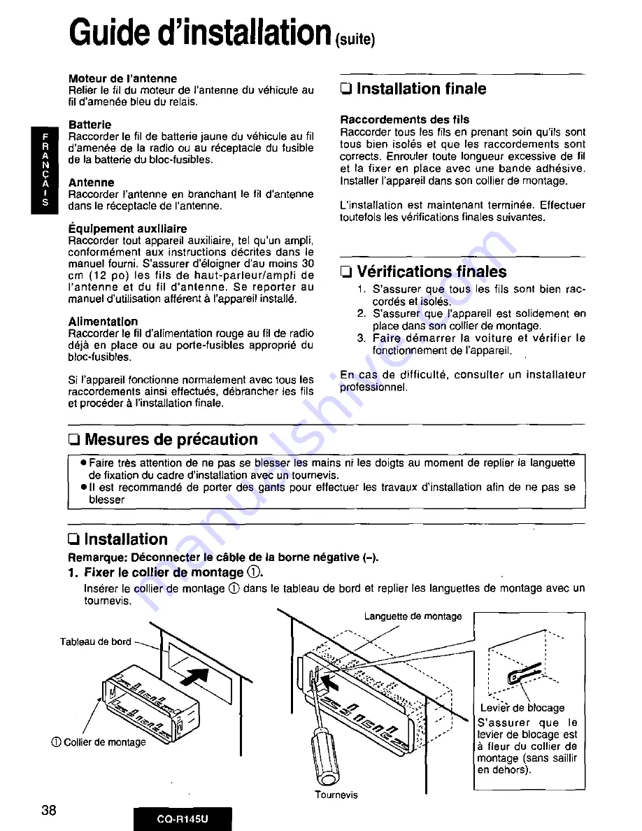 Panasonic CQ-R145U Скачать руководство пользователя страница 38