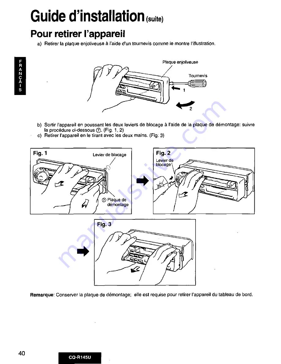 Panasonic CQ-R145U Operating Manual Download Page 40