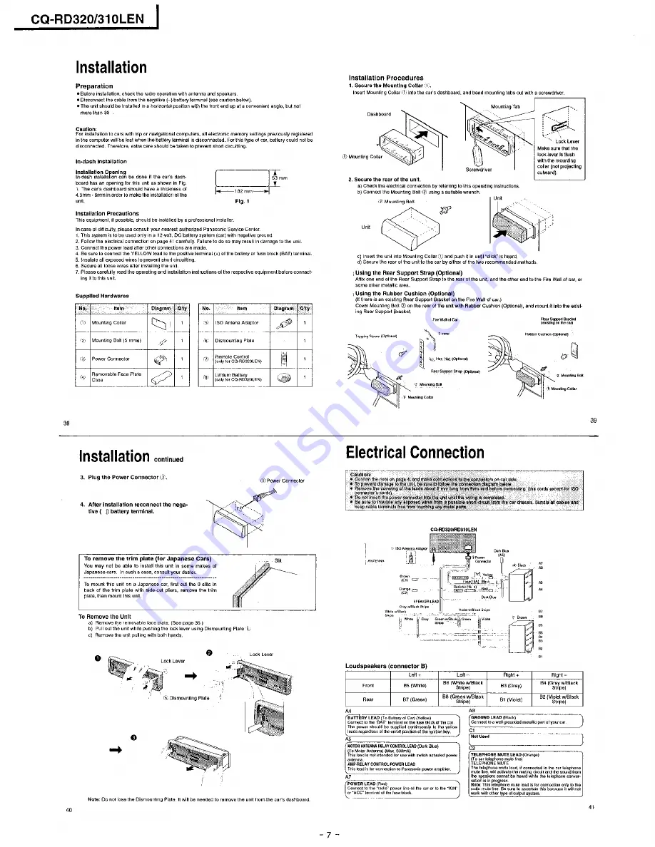 Panasonic CQ-RD320 Service Manual Download Page 8