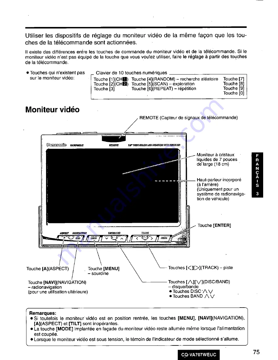 Panasonic CQ-VA707WEUC Operating Manual Download Page 75