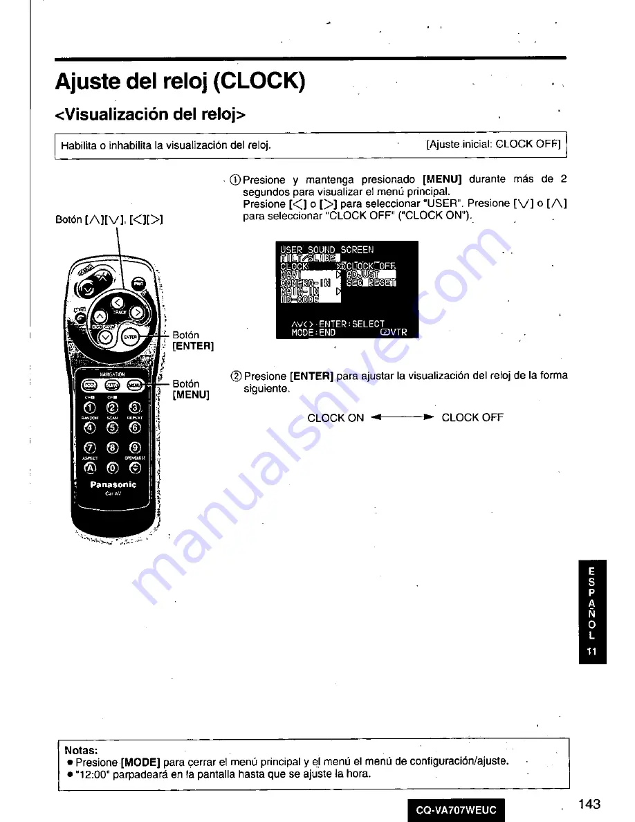 Panasonic CQ-VA707WEUC Operating Manual Download Page 143