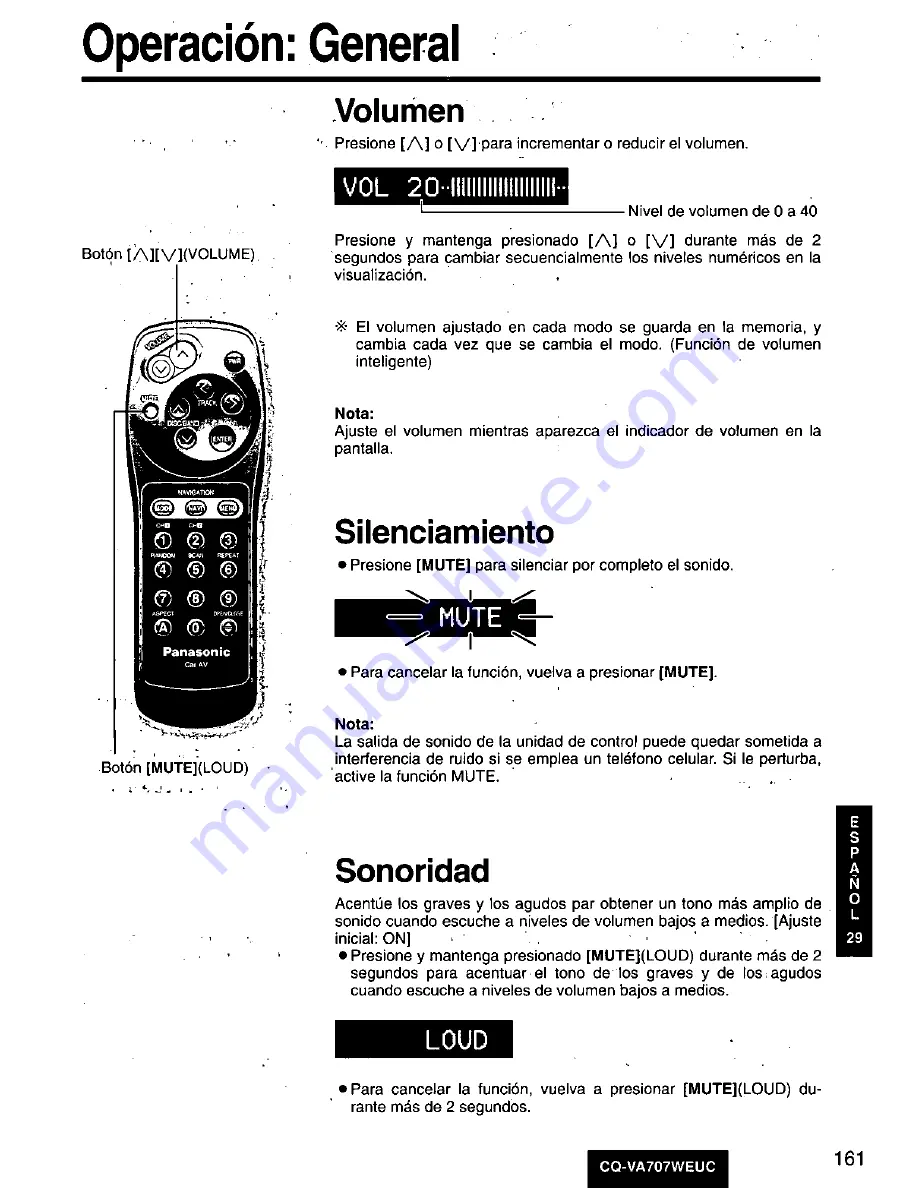 Panasonic CQ-VA707WEUC Operating Manual Download Page 161