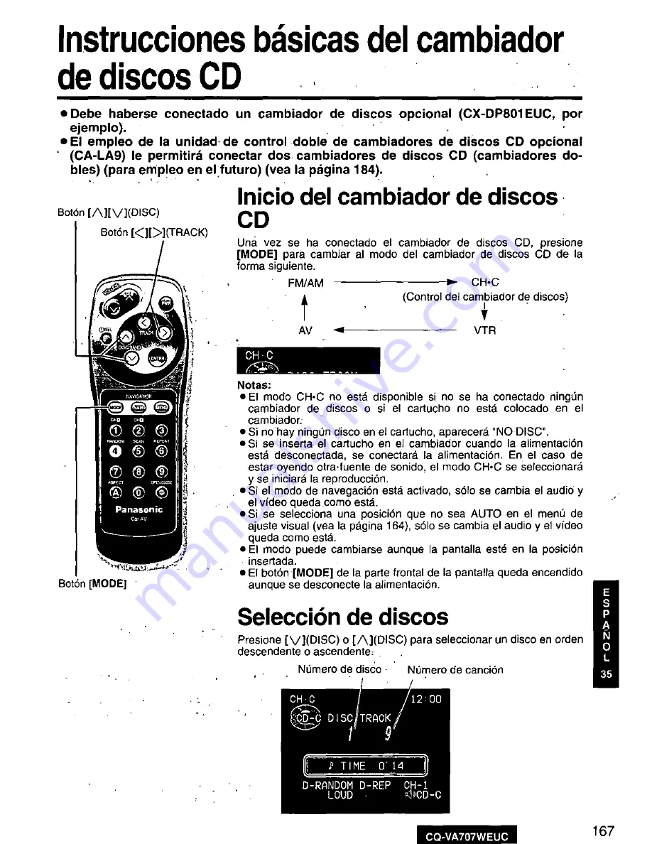 Panasonic CQ-VA707WEUC Скачать руководство пользователя страница 167