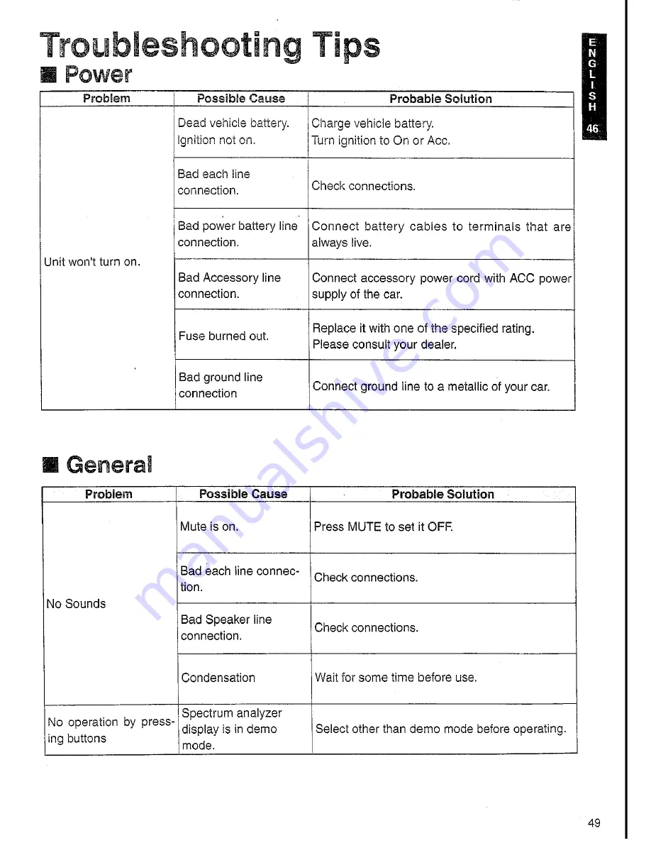 Panasonic CQ-VX303EW Operating Instructions Manual Download Page 49