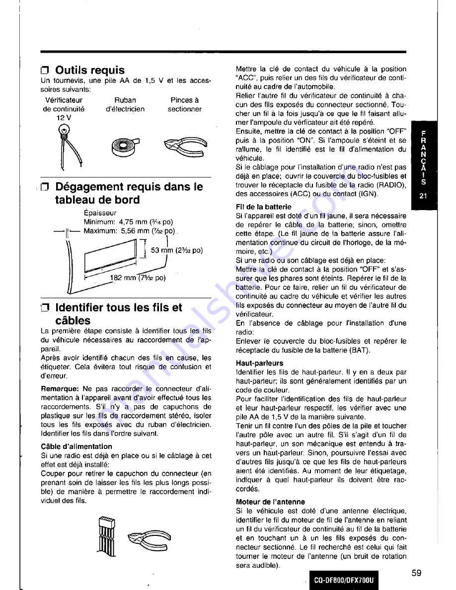 Panasonic CQDFX700U - AUTO RADIO/CD DECK Operating Instructions Manual Download Page 59