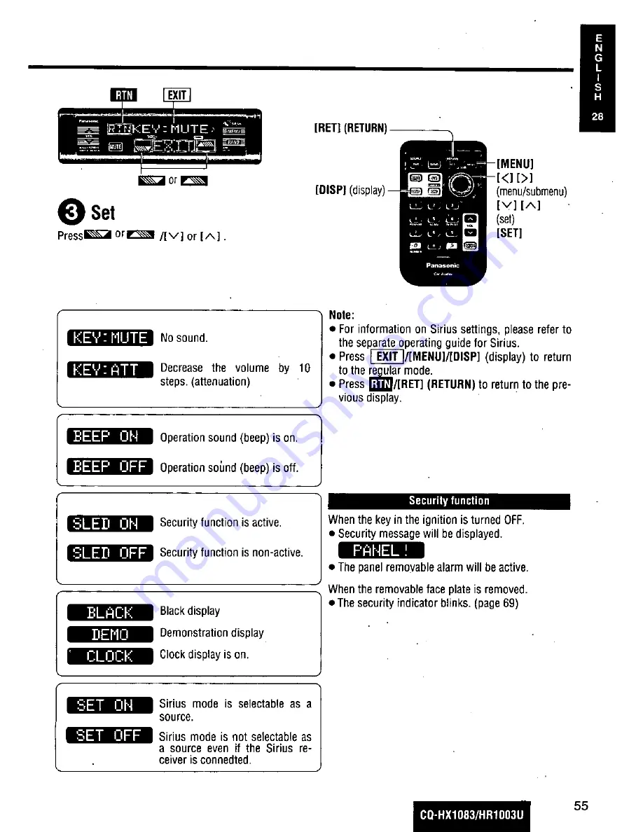 Panasonic CQHX1083U - AUTO RADIO/CD DECK Скачать руководство пользователя страница 55