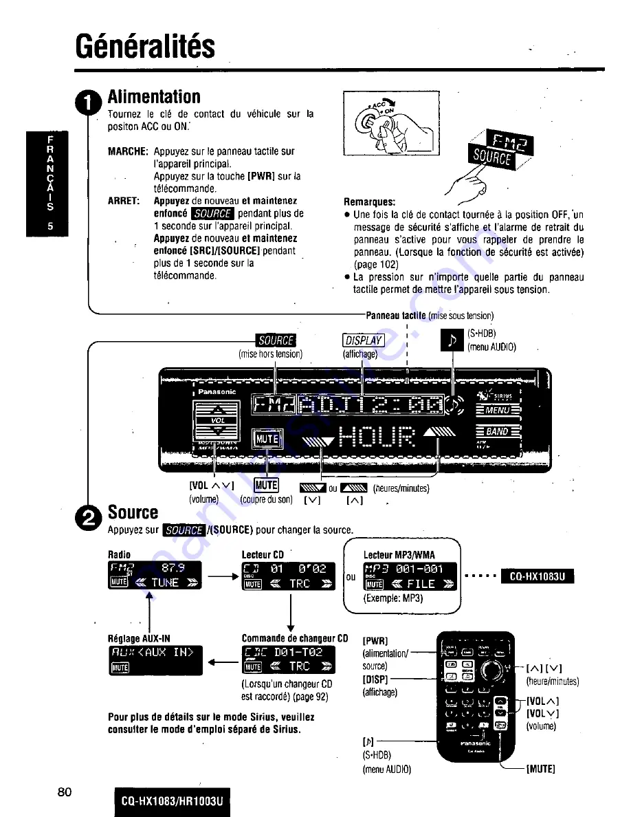 Panasonic CQHX1083U - AUTO RADIO/CD DECK Скачать руководство пользователя страница 80