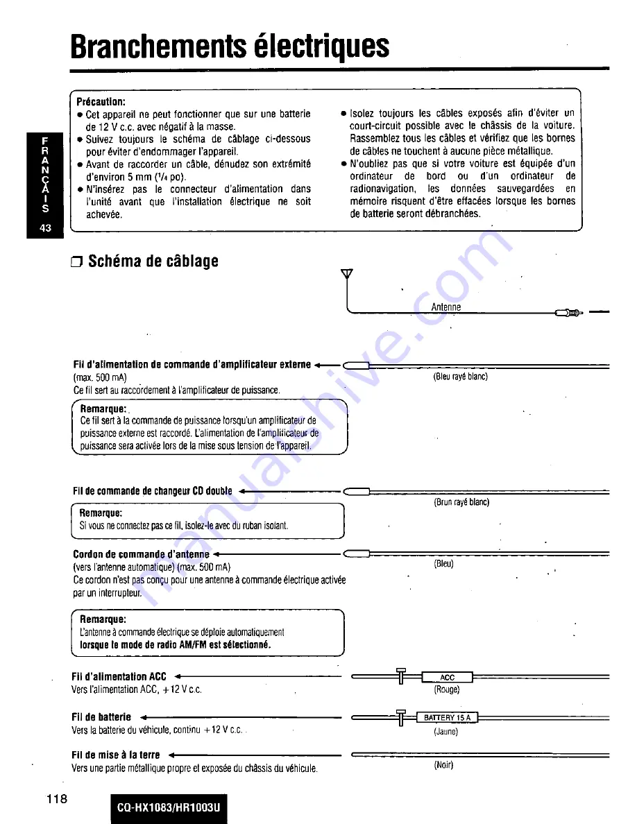 Panasonic CQHX1083U - AUTO RADIO/CD DECK Скачать руководство пользователя страница 118