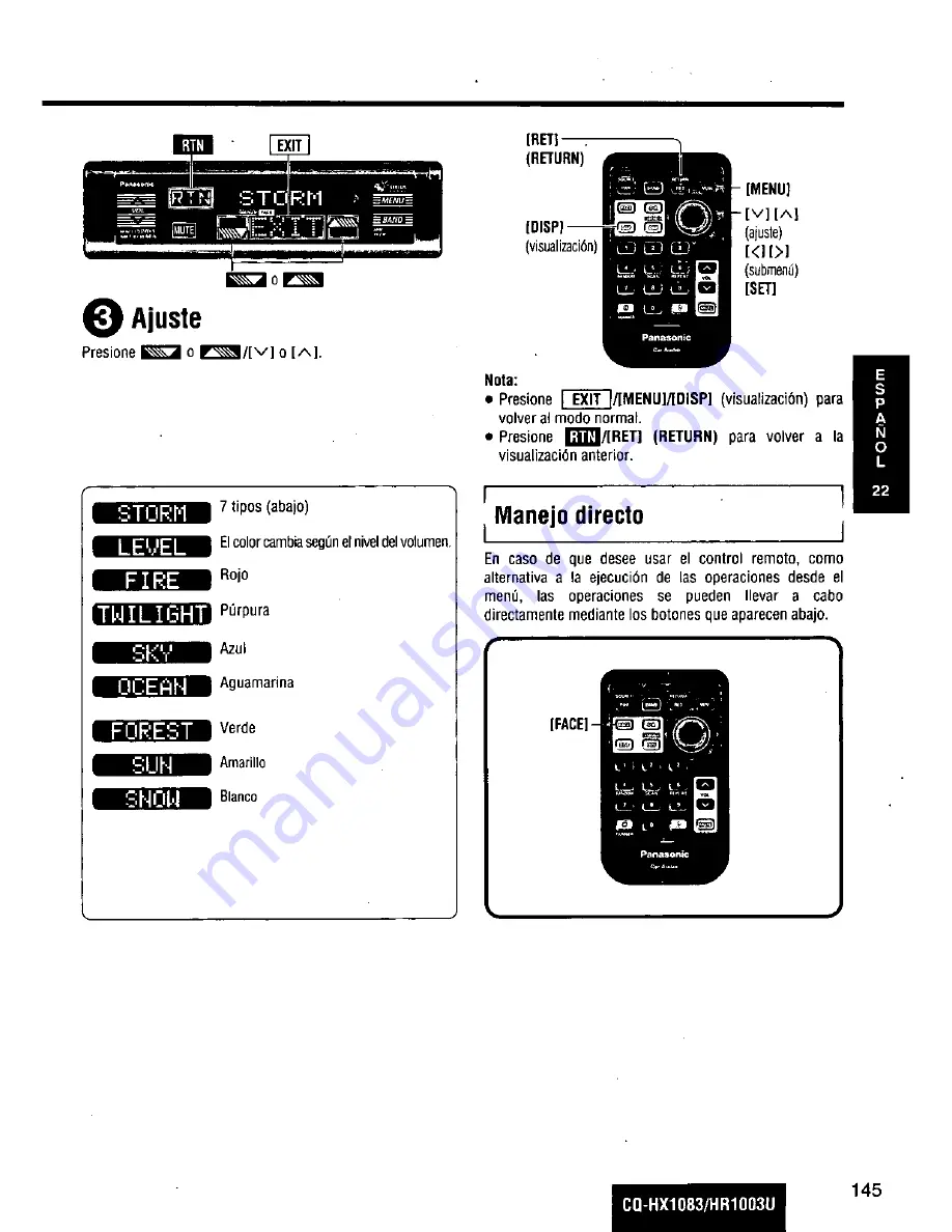 Panasonic CQHX1083U - AUTO RADIO/CD DECK Скачать руководство пользователя страница 145