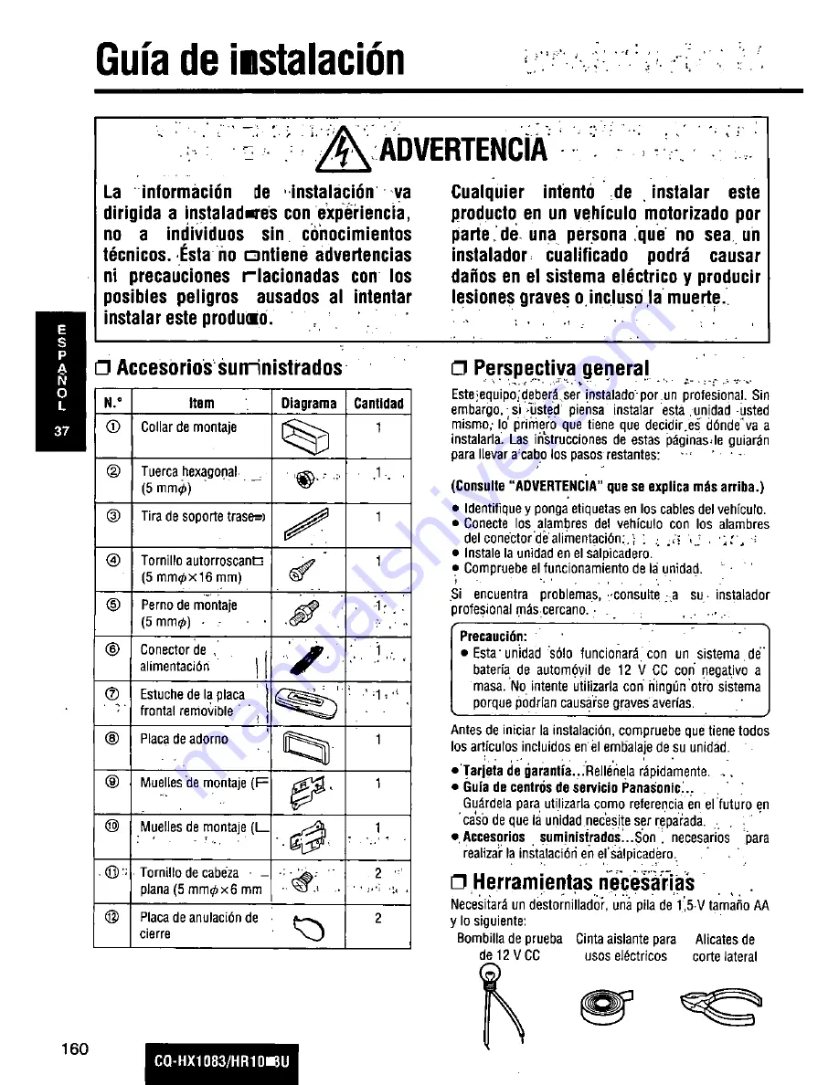 Panasonic CQHX1083U - AUTO RADIO/CD DECK Operating Manual Download Page 160