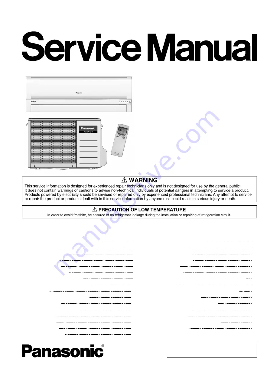 Panasonic CS-E9DKDW Service Manual Download Page 1