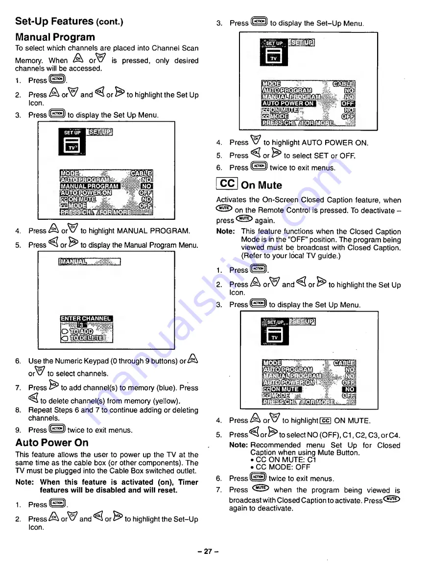 Panasonic CT-31SF14 Operating Instructions Manual Download Page 27