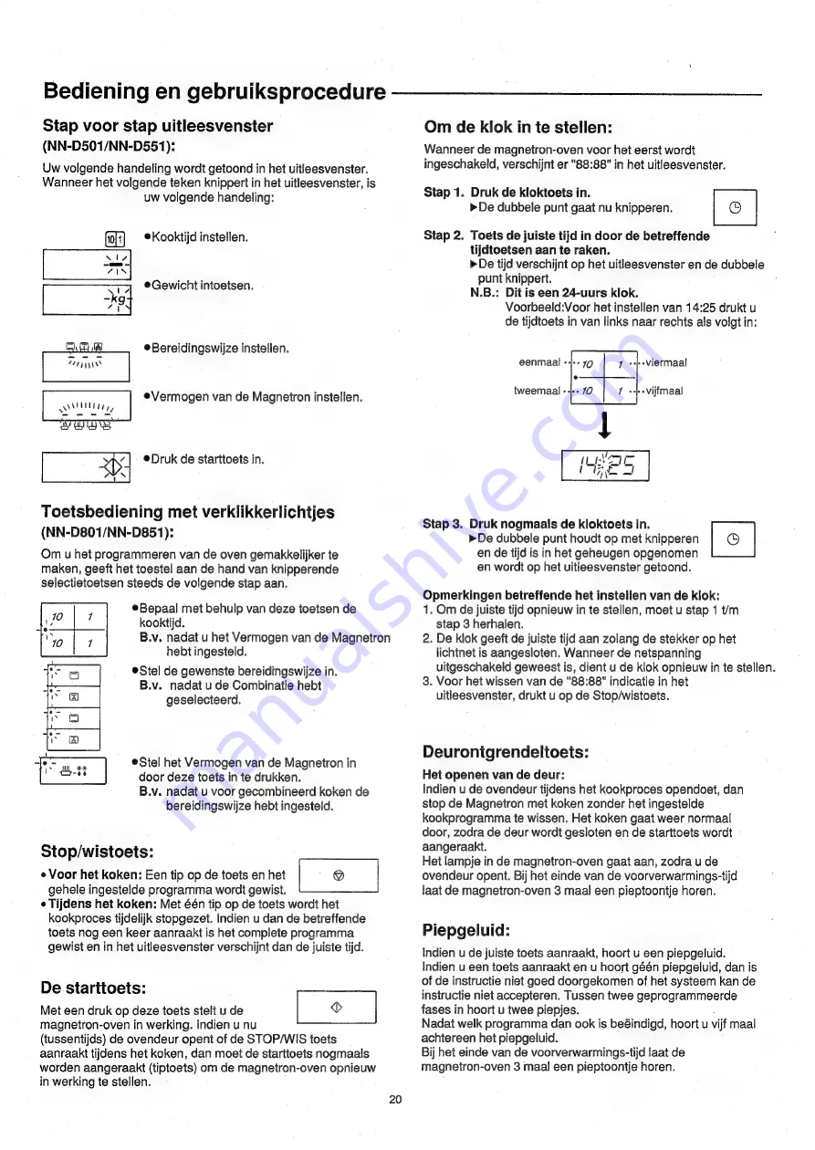 Panasonic Dimension 4 NN-D801 Скачать руководство пользователя страница 20