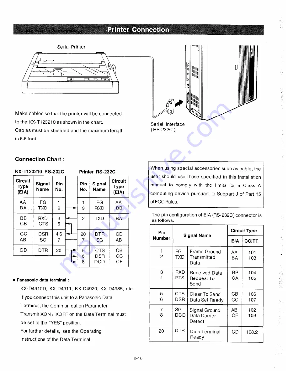 Panasonic EASA-PHONE KX-T123210 Installation Manual Download Page 40