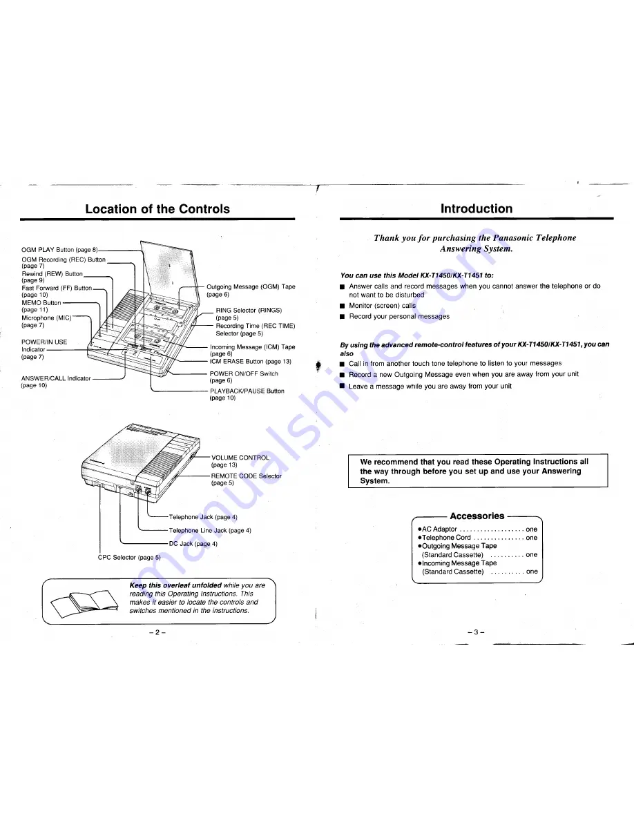 Panasonic EASA-PHONE KX-T1451 Скачать руководство пользователя страница 3