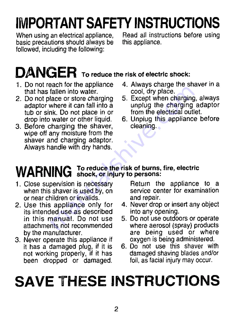 Panasonic ES2205A Operating Manual Download Page 2