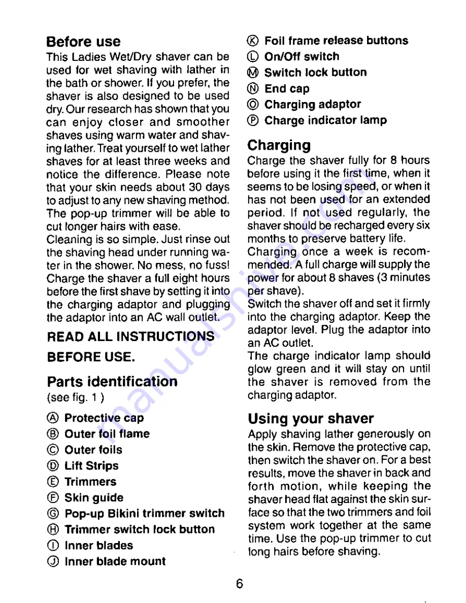 Panasonic ES2209A Operating Operating Instructions Manual Download Page 6