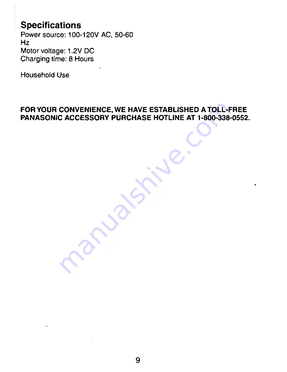 Panasonic ES2209A Operating Operating Instructions Manual Download Page 9