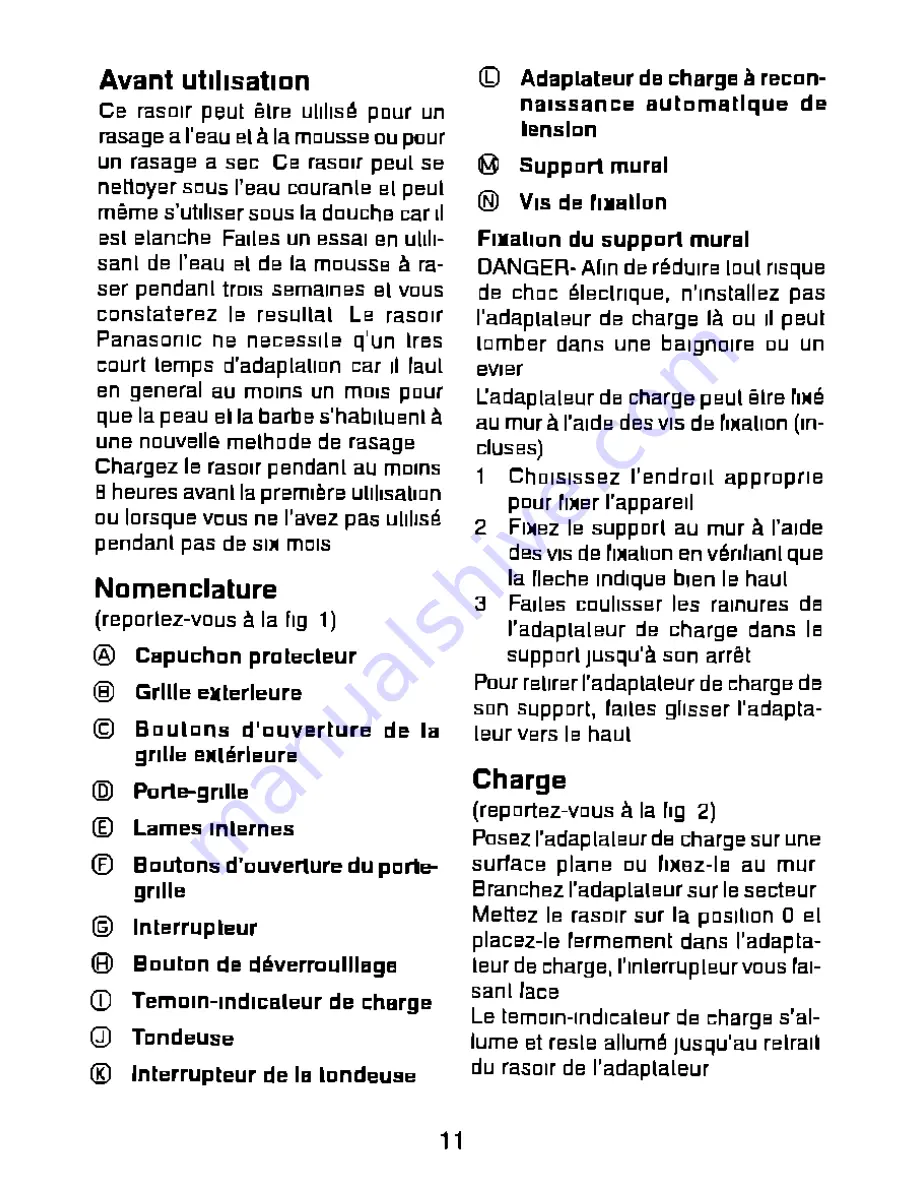 Panasonic ES4000S Operating Instructions Manual Download Page 11