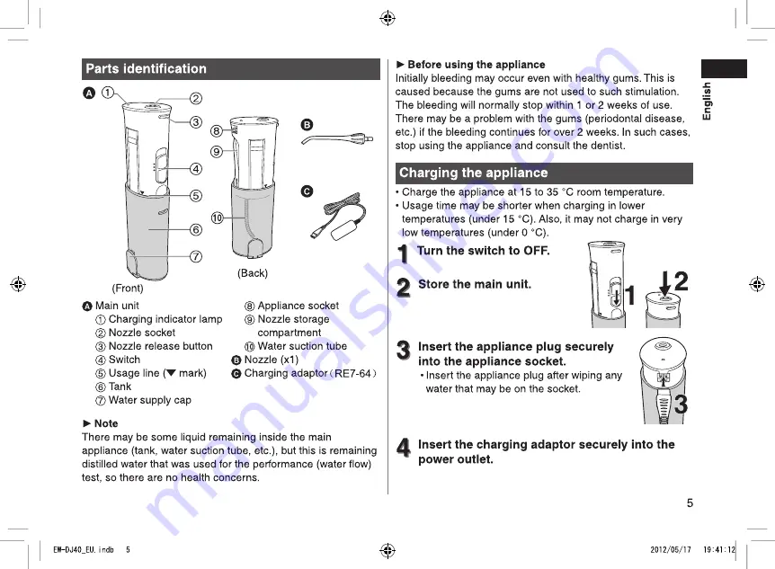 Panasonic EW-DJ40-W503 Operating Instructions Manual Download Page 5