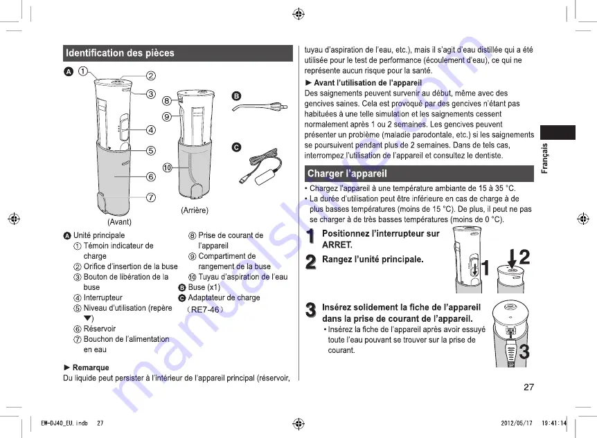 Panasonic EW-DJ40-W503 Operating Instructions Manual Download Page 27