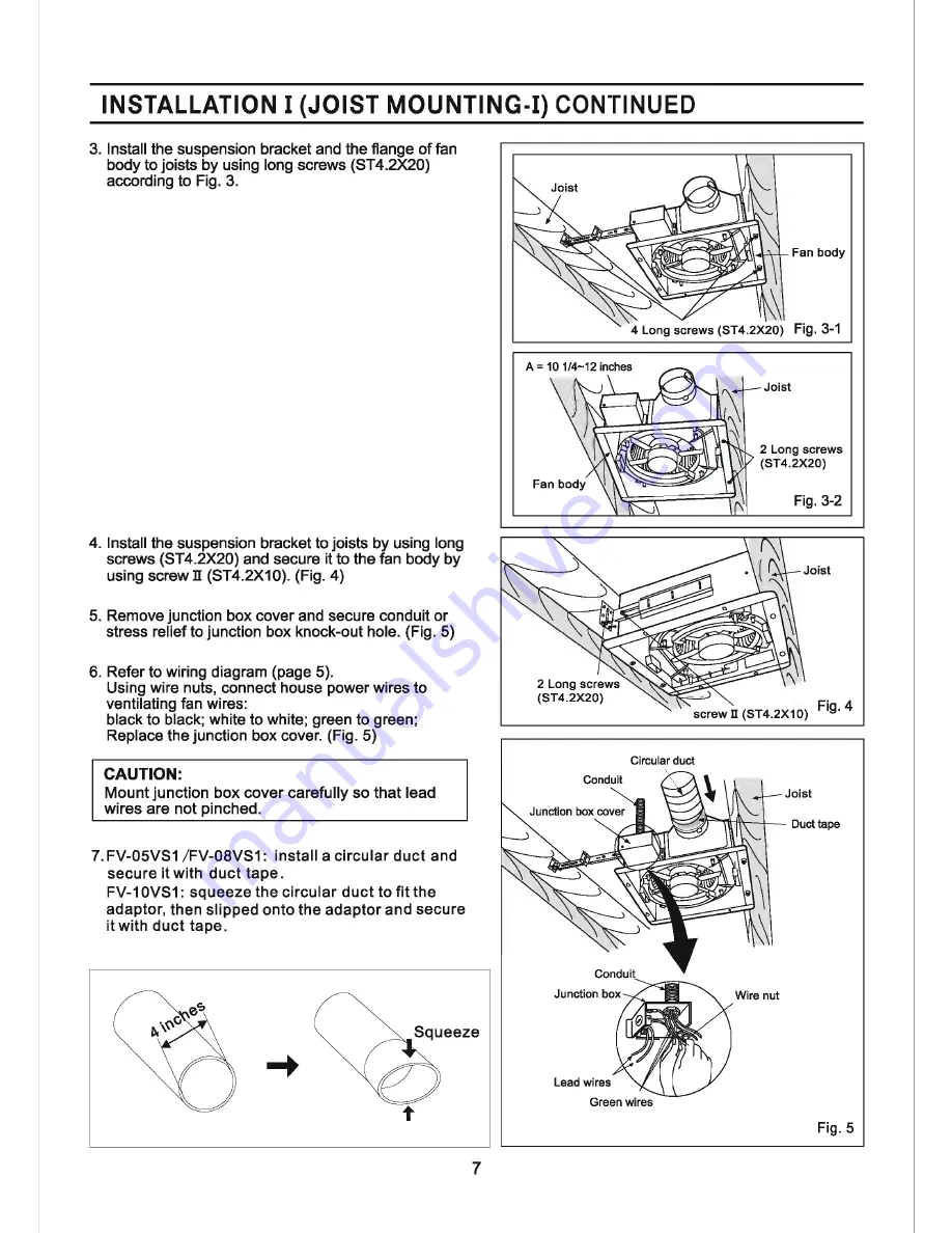 Panasonic FV-05VS1 Installation Instruction Download Page 7