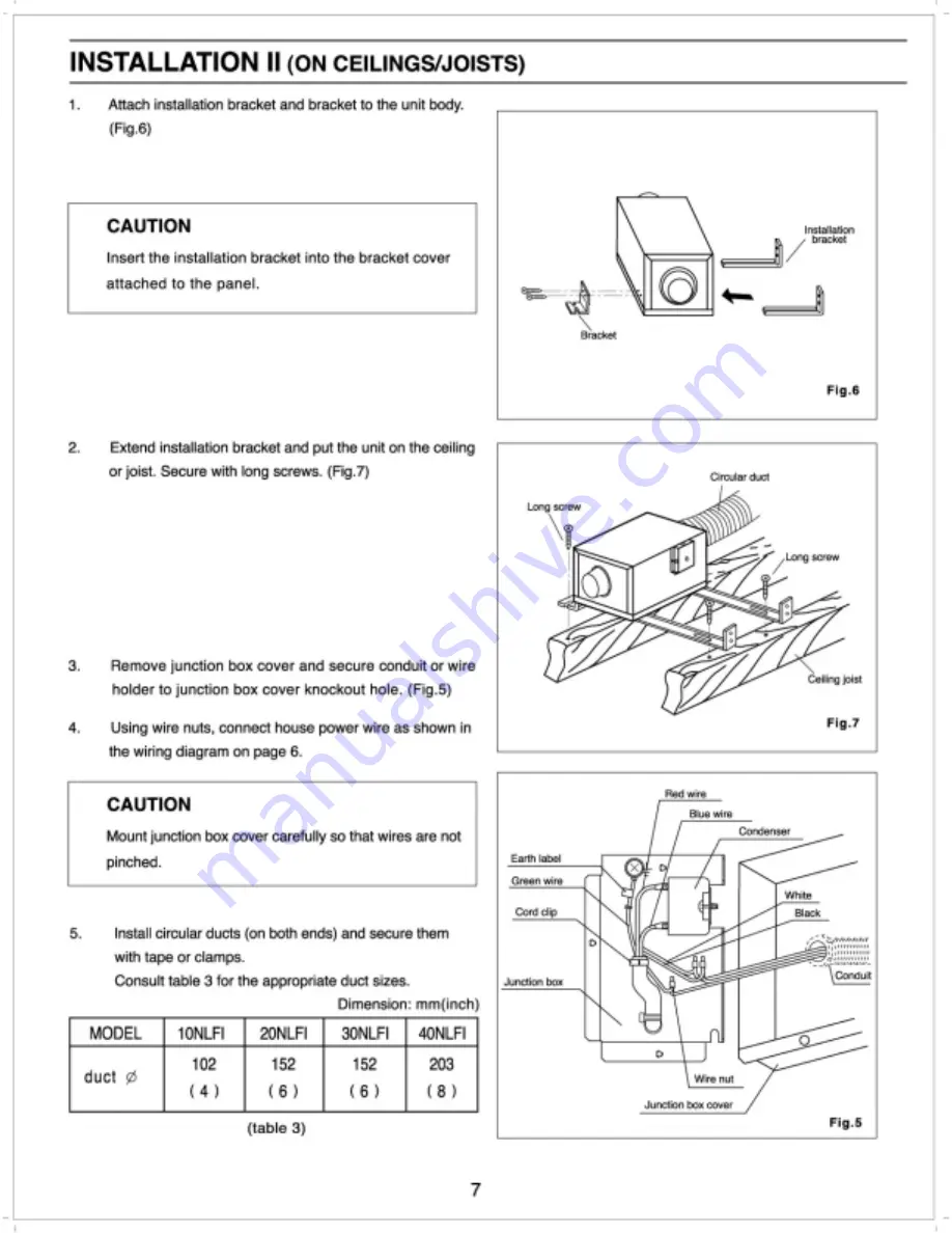 Panasonic FV-10NLF1 Installation Instruction Download Page 7