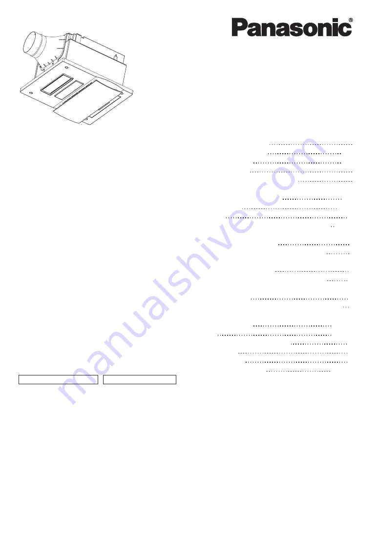 Panasonic FV-30BG3 Installation And Operating Instructions Manual Download Page 1