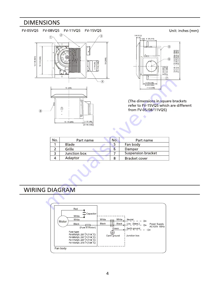 Panasonic FV-OSVQS Installation Instructions Manual Download Page 4