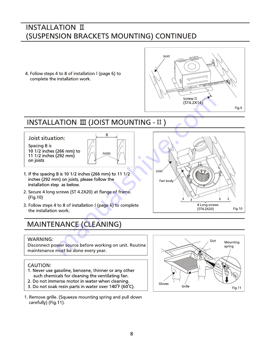 Panasonic FV-OSVQS Installation Instructions Manual Download Page 8