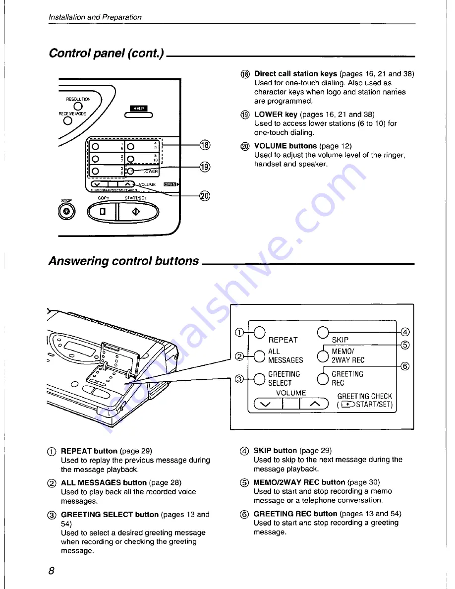 Panasonic KX-F700C Operating Instructions Manual Download Page 8