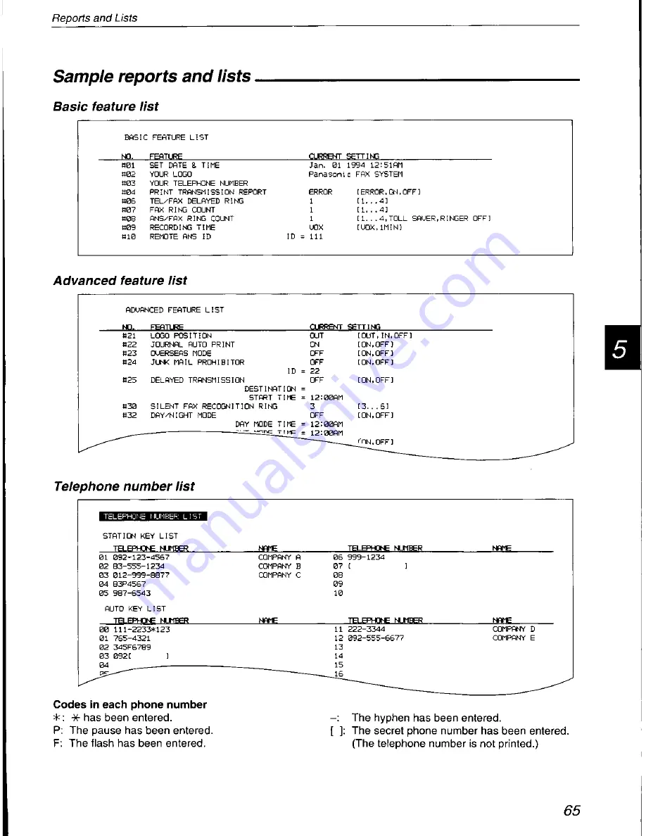 Panasonic KX-F700C Operating Instructions Manual Download Page 65