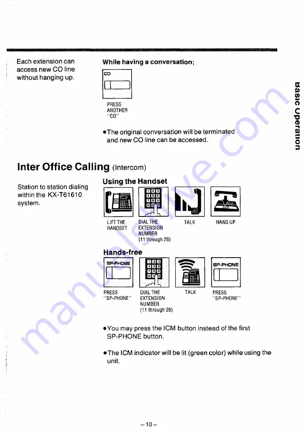 Panasonic KX -T61630 Operating Instructions Manual Download Page 11