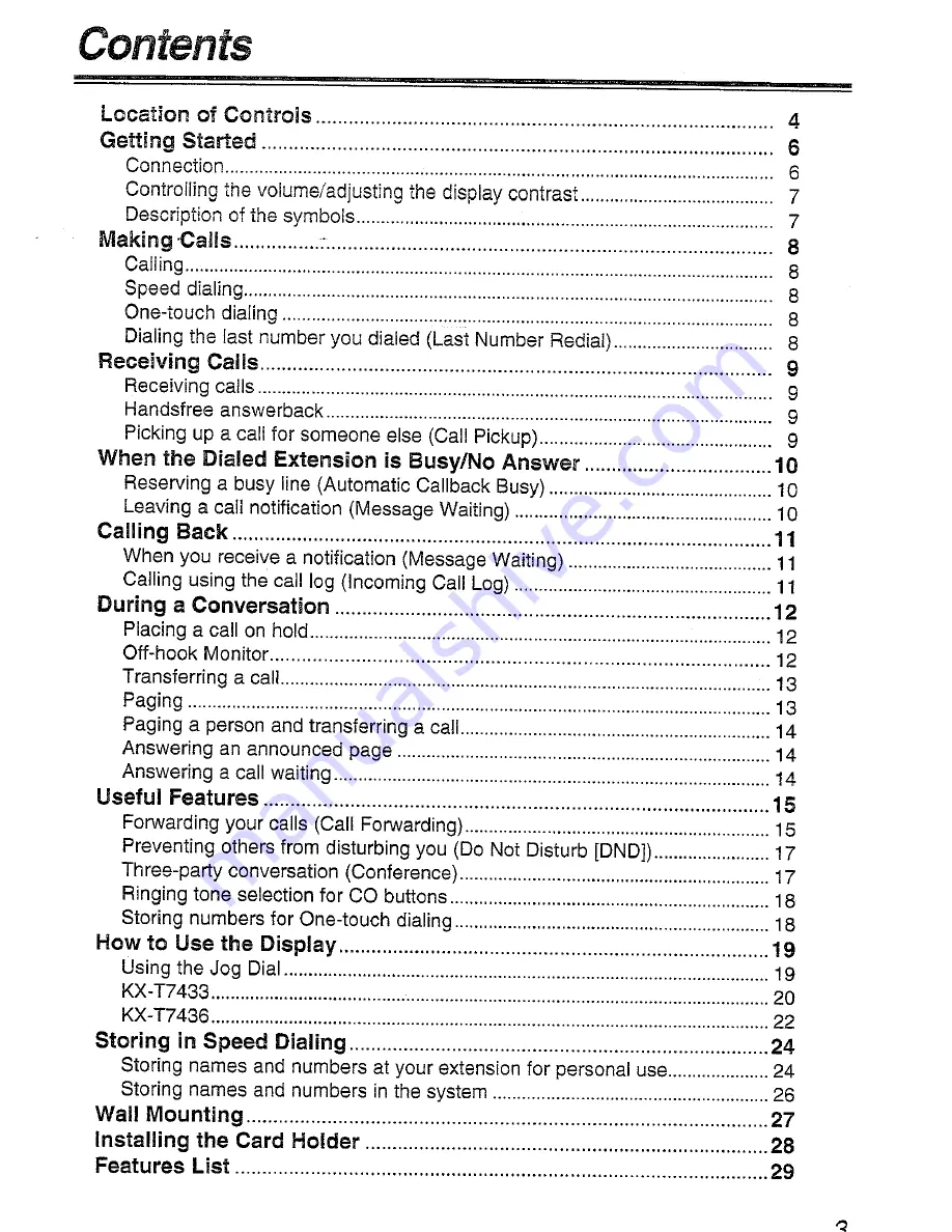 Panasonic KX-T7433 Operating Instructions Manual Download Page 3