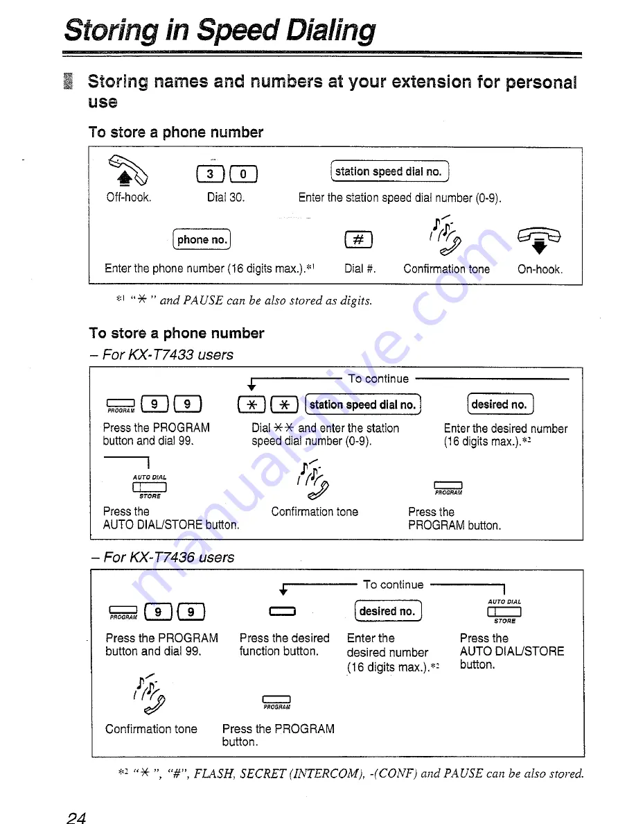 Panasonic KX-T7433 Operating Instructions Manual Download Page 24