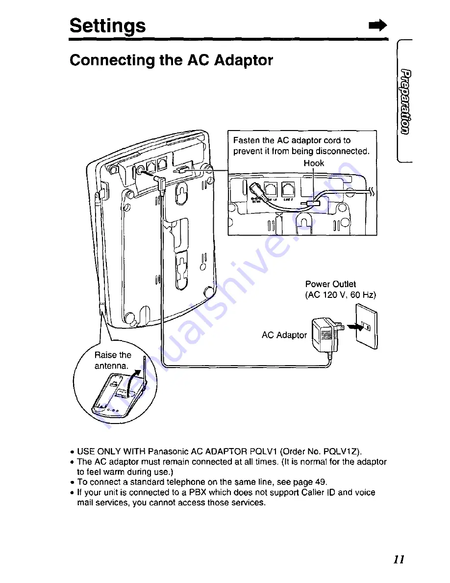 Panasonic KX-TC1721B - Specialized 2 Line 900 MHZ... Скачать руководство пользователя страница 11