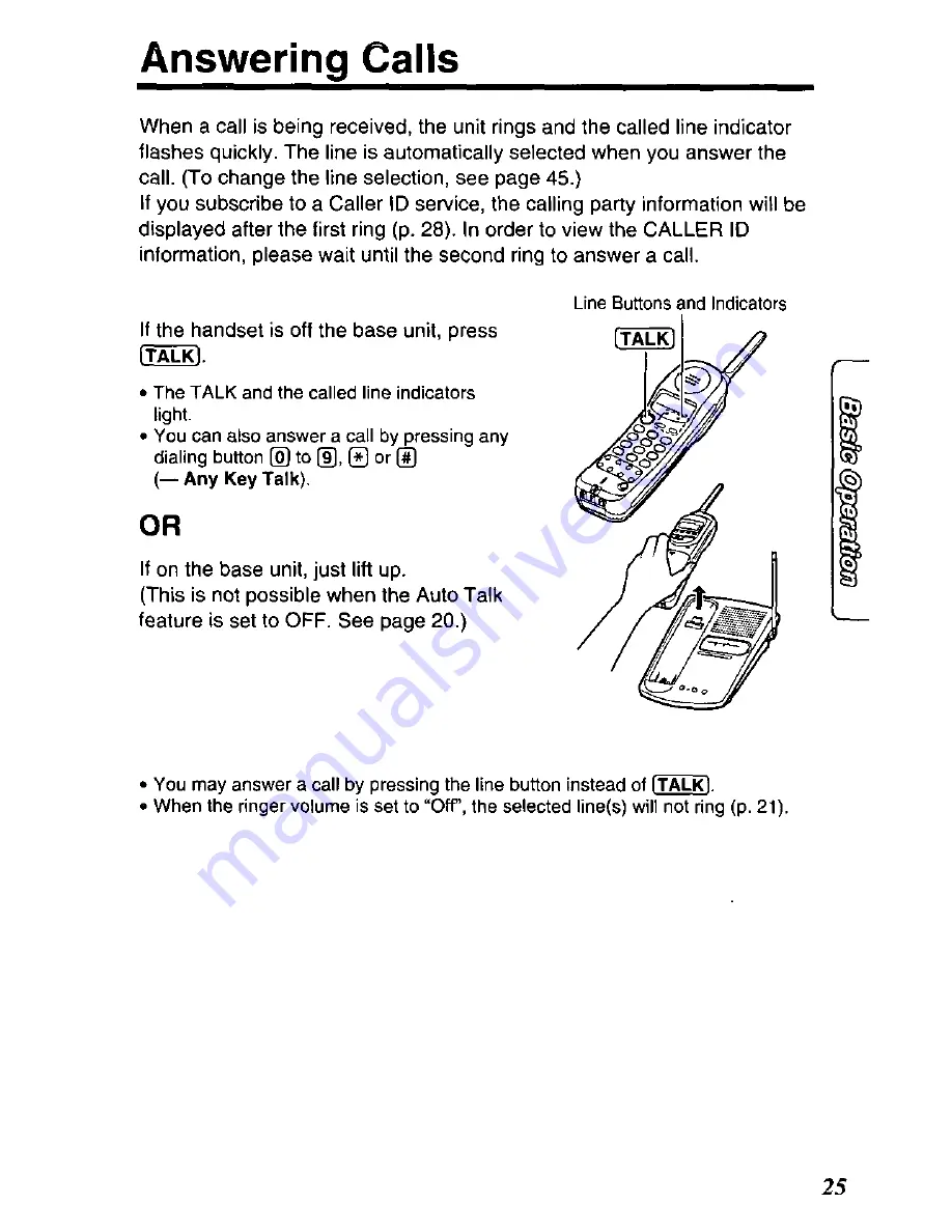 Panasonic KX-TC1721B - Specialized 2 Line 900 MHZ... Скачать руководство пользователя страница 25