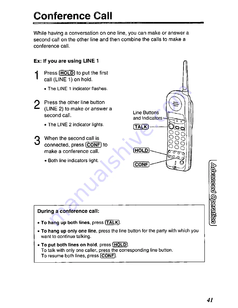 Panasonic KX-TC1721B - Specialized 2 Line 900 MHZ... Скачать руководство пользователя страница 41