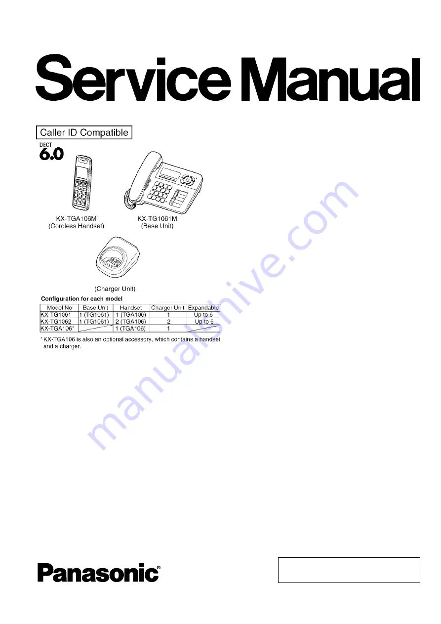 Panasonic KX-TG1061M - Cordless Phone Base Station Скачать руководство пользователя страница 1