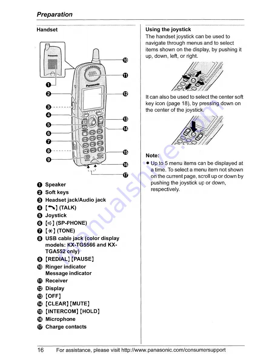 Panasonic KX-TG5566 Operating Instructions Manual Download Page 16