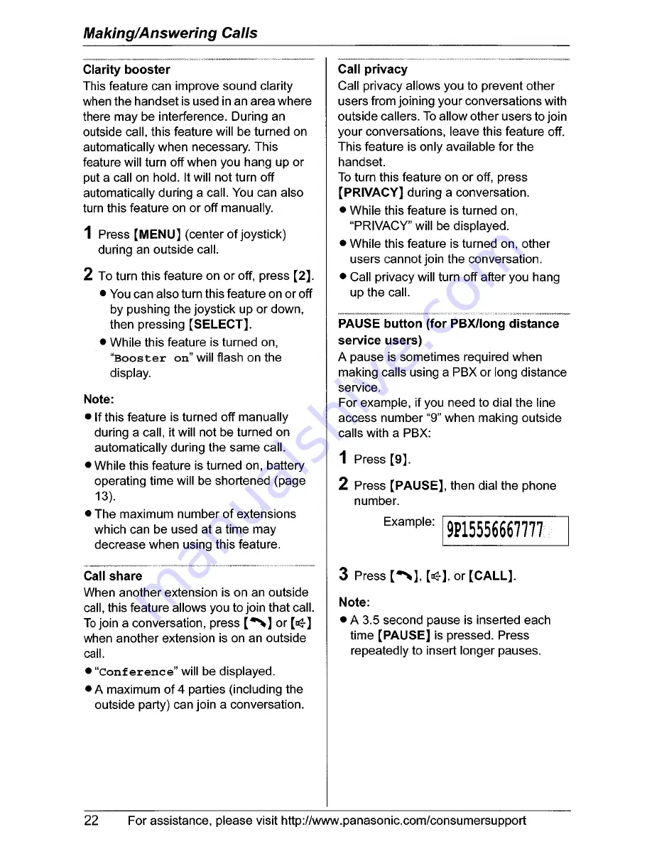 Panasonic KX-TG5566 Operating Instructions Manual Download Page 22