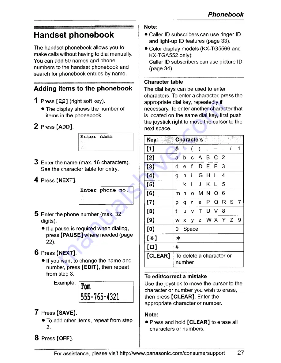 Panasonic KX-TG5566 Operating Instructions Manual Download Page 27