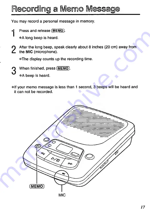 Panasonic KX-TM90B Operating Instructions Manual Download Page 17