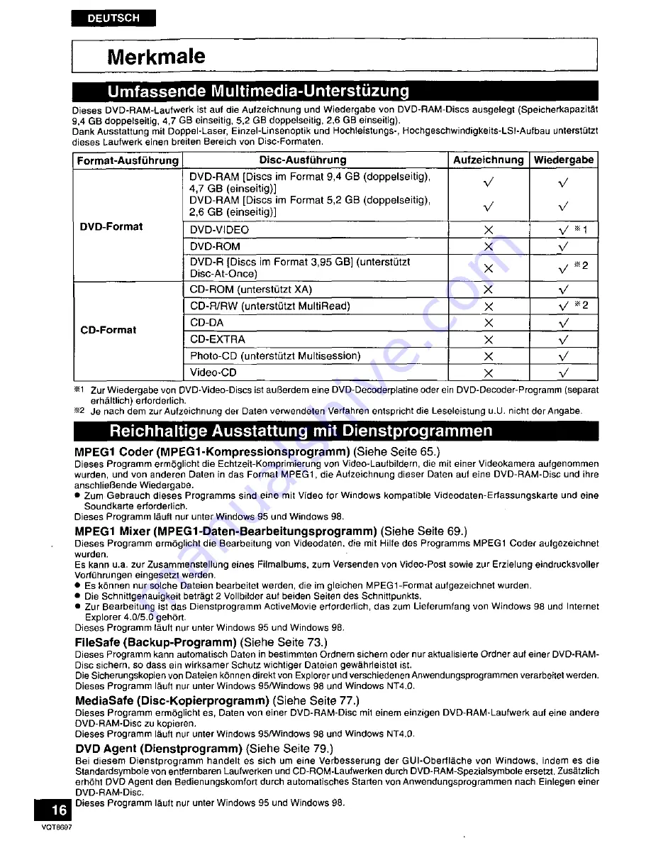 Panasonic LF-D201U Operating Instructions Manual Download Page 16